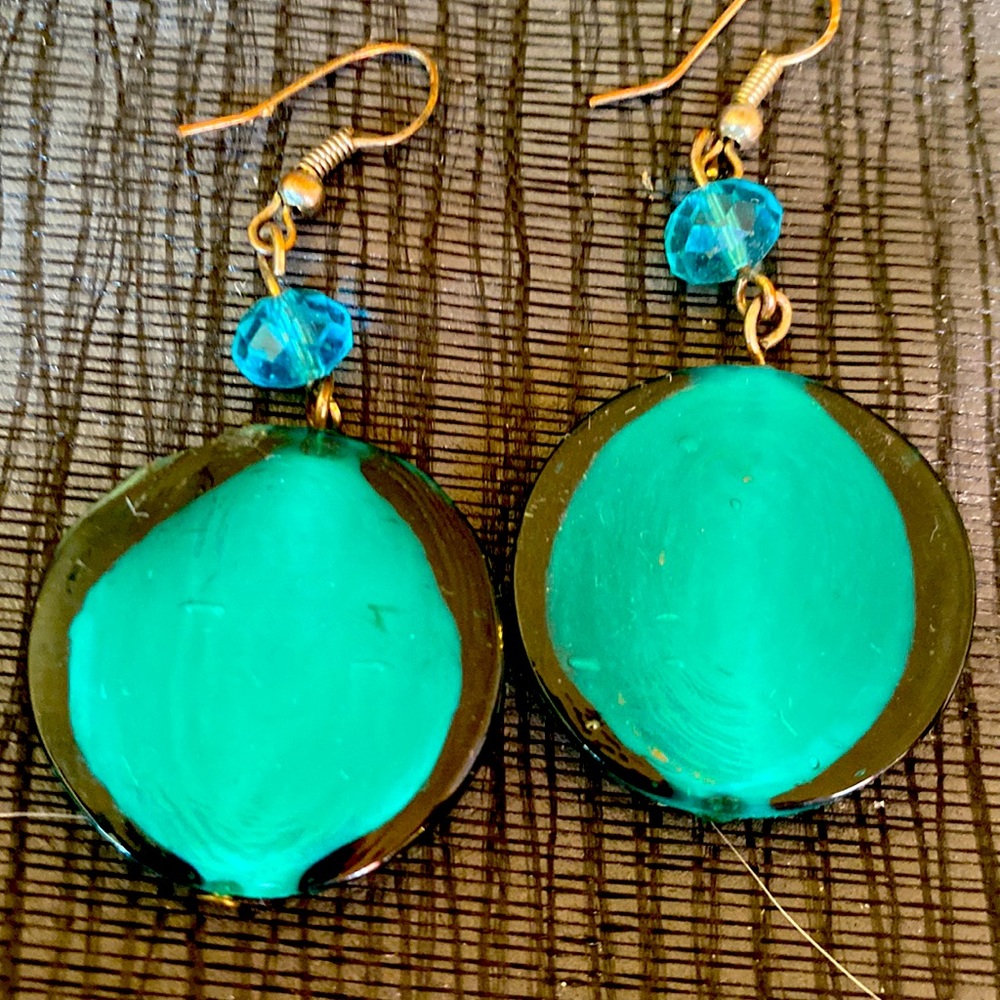 Unusual blue-green stone earrings
